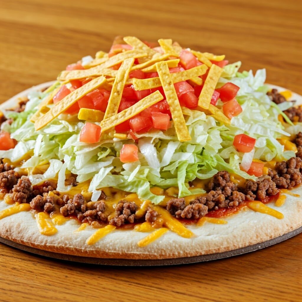 Indoor,Photo,Of,Pizza,With,Ground,Beef,,Shredded,Lettuce,,Diced