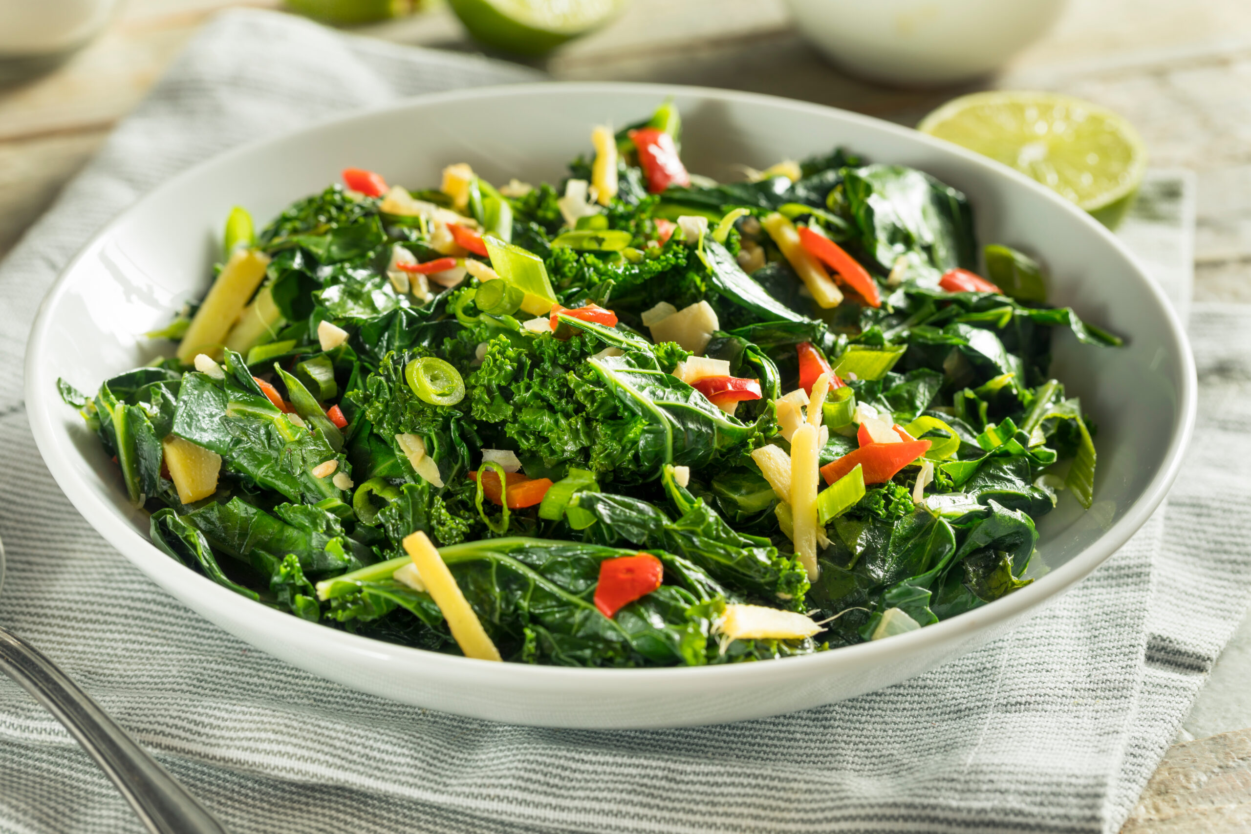 Homemade,Organic,Green,Collard,Greens,With,Pepper,And,Ginger